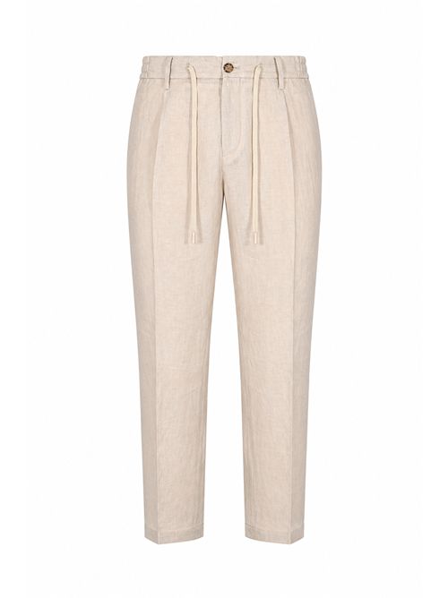 Pantalone effetto lino Sabbia DANIELE ALESSANDRINI | DUPL0002 LI00092001
